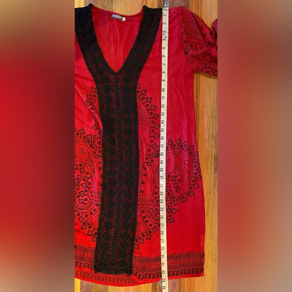 Earthbound Trading Co Red Caftan Dress, size XL - Picture 9 of 10